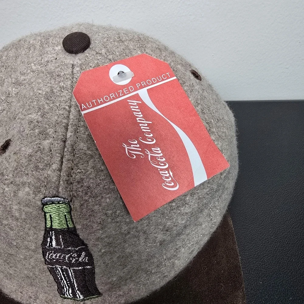 Vintage Coca-Cola Hat Cap‎ Mens Strapback Tan Wool Limited Edition Coke Made USA